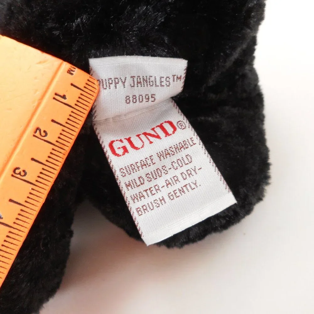 Gund Plush Puppy Jangles Black Lab Poodle Dog Jingle Bell Paws Plaid Bow 6